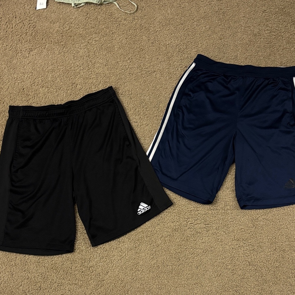 Adidas Men's Black and Blue Athletic Shorts Bundle